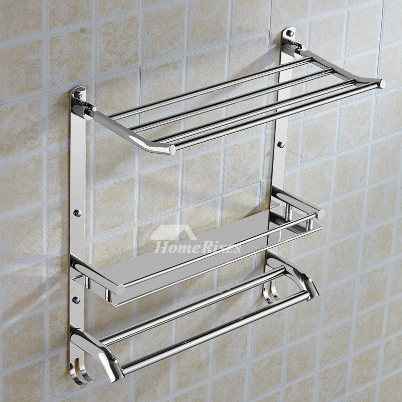 3 Layer Stainless Steel Wall Bathroom Shelves Silver/Gold