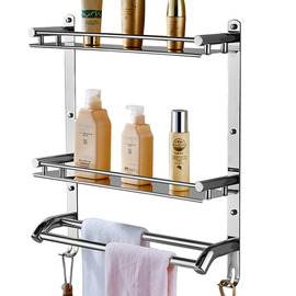 3 Layer Stainless Steel Wall Bathroom Shelves Silver/Gold