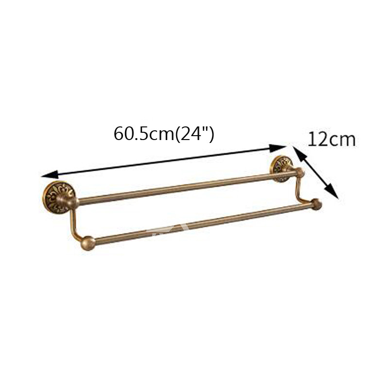 Vintage Antique Brass Towel Bar Carved Aluminum