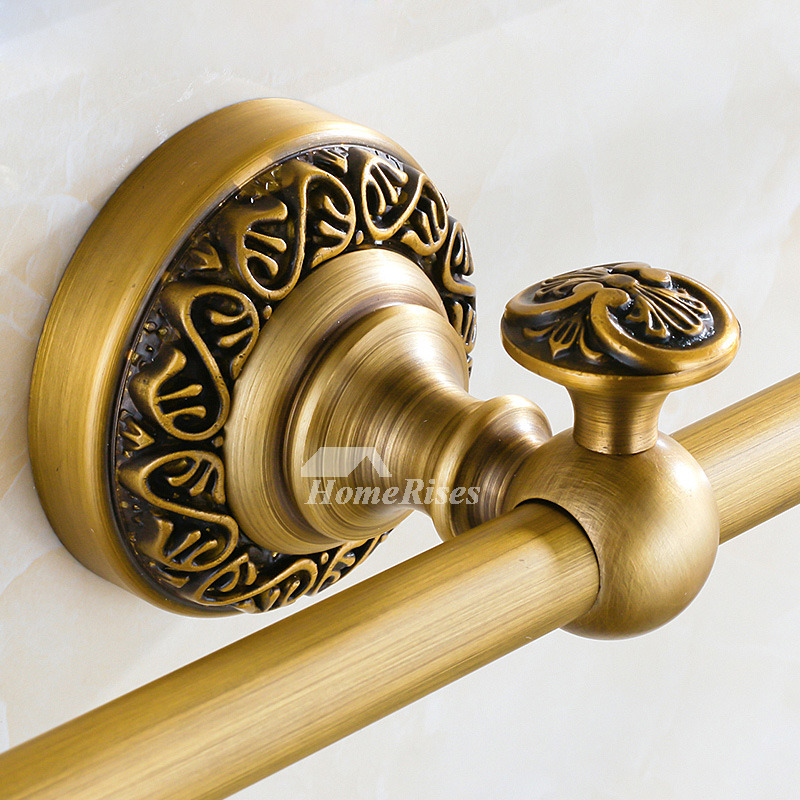 Double Towel Bar Antique Brass Wall Mount Vintage