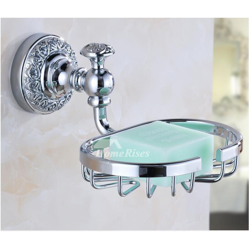 Silver Wall Mount Chrome Soap Dish Carved Brass