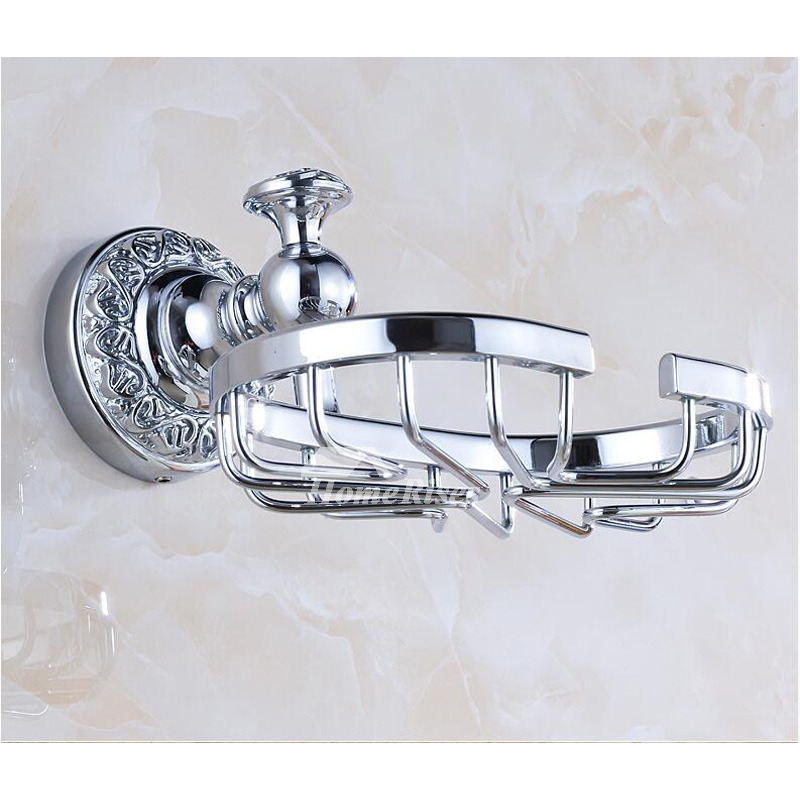 Silver Wall Mount Chrome Soap Dish Carved Brass