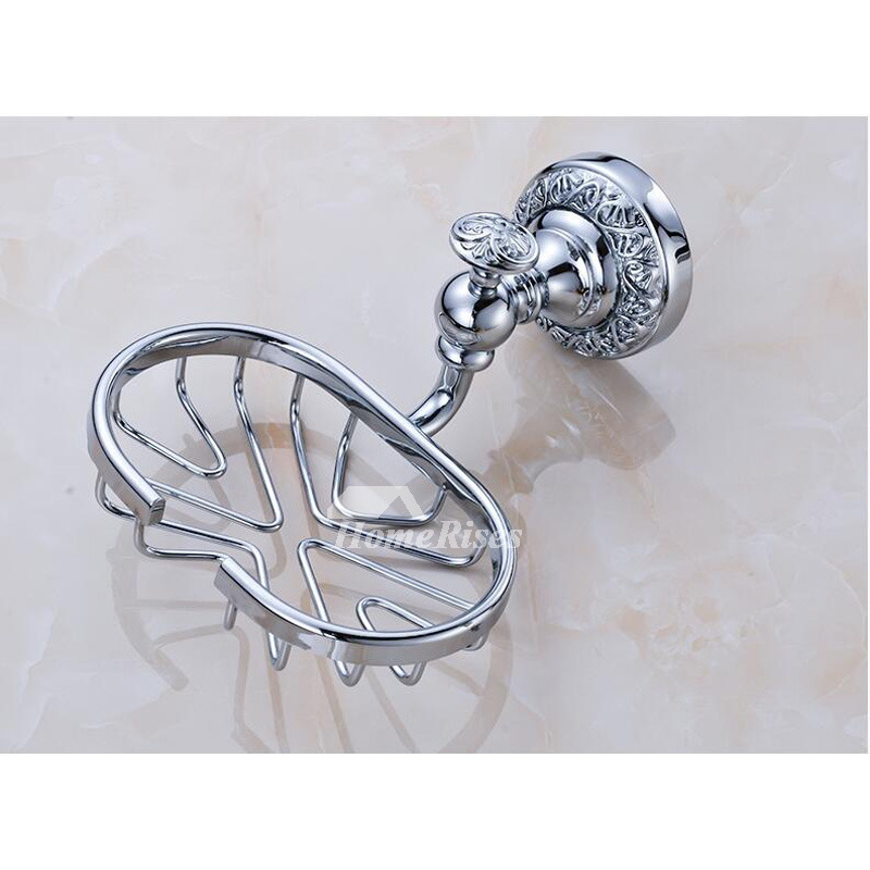 Silver Wall Mount Chrome Soap Dish Carved Brass