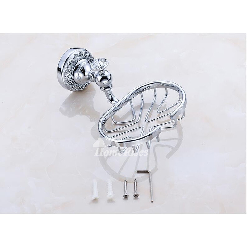 Silver Wall Mount Chrome Soap Dish Carved Brass