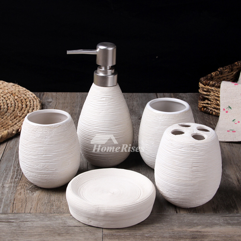 5Piece Brushed Ceramic Bathroom Accessories Set