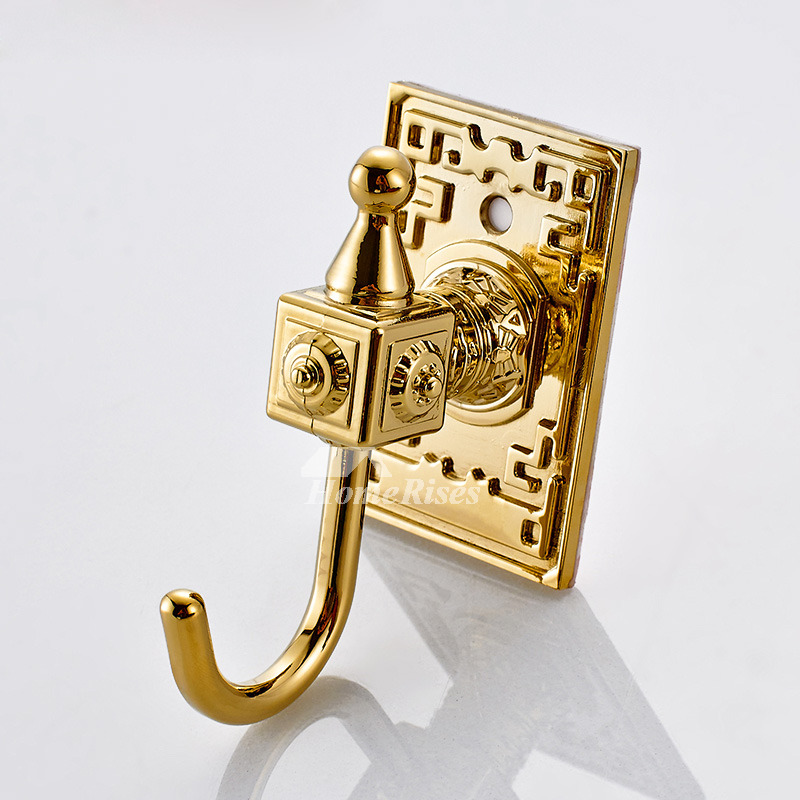 No Drill Decorative Robe Hooks Carved Alloy Antique Brass