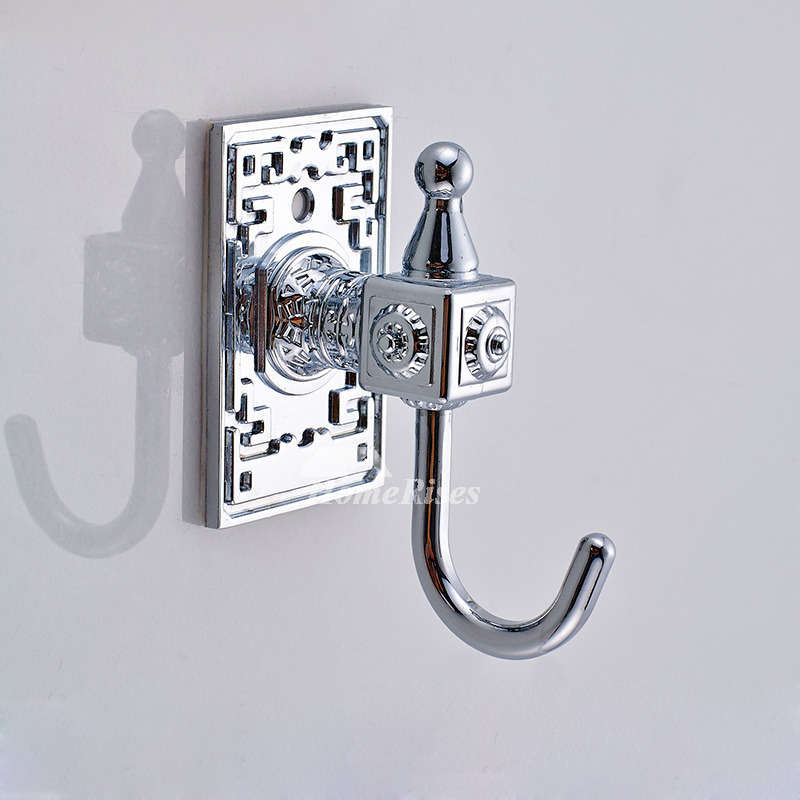 No Drill Decorative Robe Hooks Carved Alloy Antique Brass