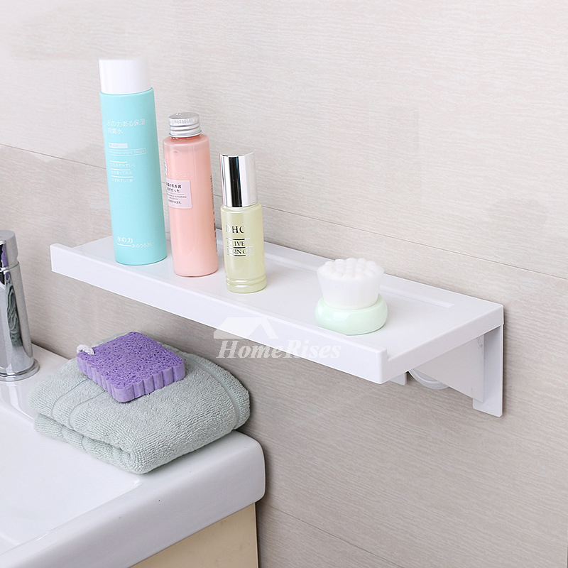 Good Quality Suction Cup 1 - 3 Tier No Drill ABS Plastic White Bathroom  Wall Shelf Shower Floating Shelf