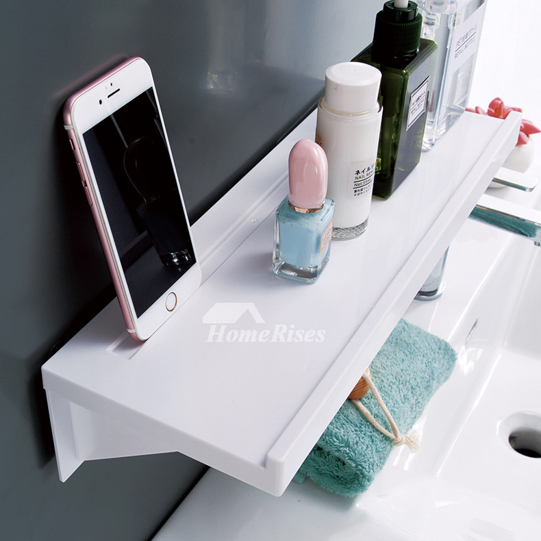 Kitchen Bathroom Plastic Suction Cup Wall Sucking Basket Storage Shelf -  Clear,White - 11.8 x 3.9 x 3(L*W*H) - Bed Bath & Beyond - 28798752