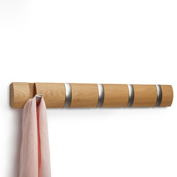 Solid Bathroom Hook Rack Wooden Folding Wall Mount