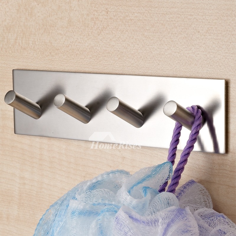 No Drill Stainless Steel Robe Hook Bathroom Square Shaped