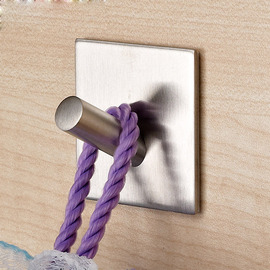 No Drill Stainless Steel Robe Hook Bathroom Square Shaped