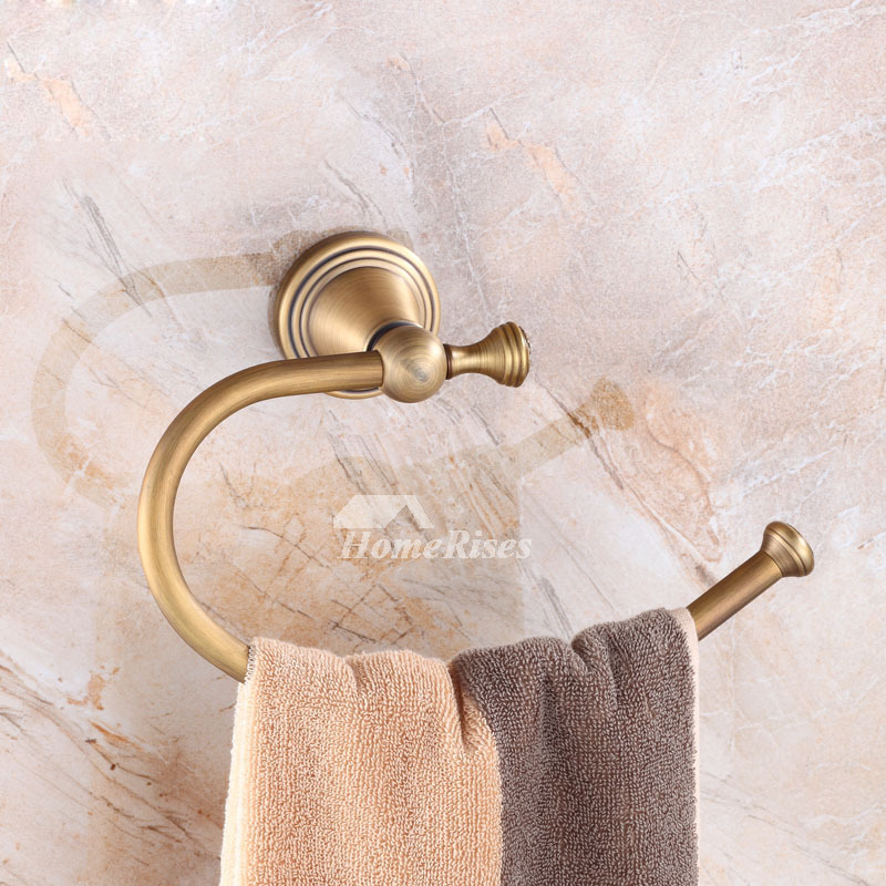 Solid Wall Mount Antique Brass Rustic Towel Ring For Bathroom