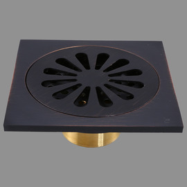 Antique Brass Decorative Shower Drain Square Shaped
