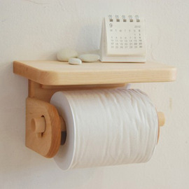 Wooden Toilet Paper Holder Wall Mount With Shelf