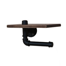 Vintage Wall Mount Water Pipe Shaped Wooden Toilet Paper Holder