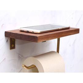 Timeless Wooden Toilet Paper Holder Wall Mount With Shelf