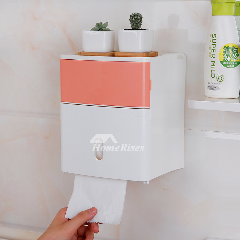 Toilet Paper Holder Shelf No Drill ABS Plastic Bathroom