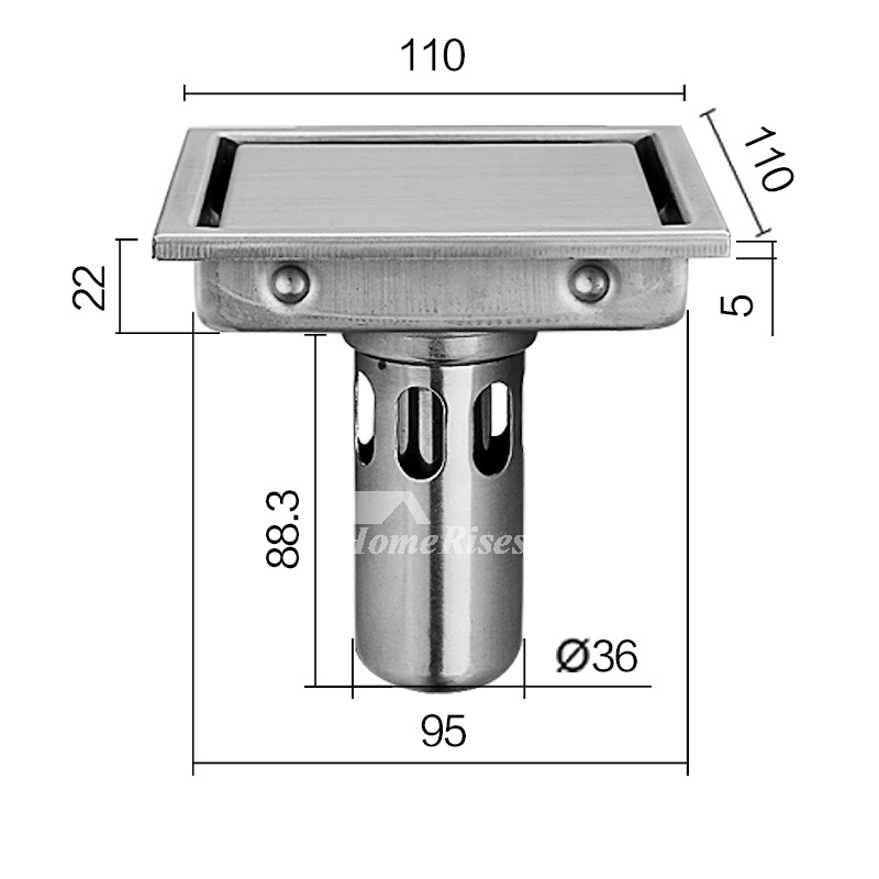 Round Shower Drain Silver Stainless Steel Hidden Brushed Best