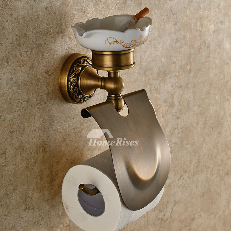 carved antique Brass Toilet Paper Holder with ashtray carved antique Brass Toilet Paper Holder with ashtray