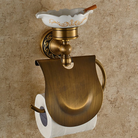 carved antique Brass Toilet Paper Holder with ashtray