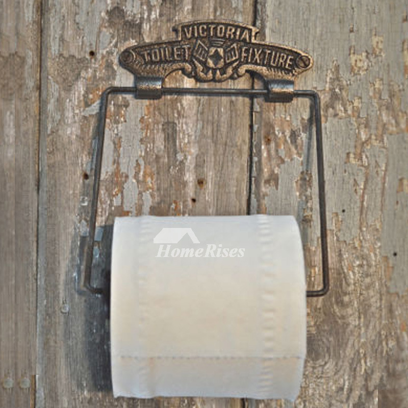 Unique Toilet Paper Holder Iron Wood Wall Mount