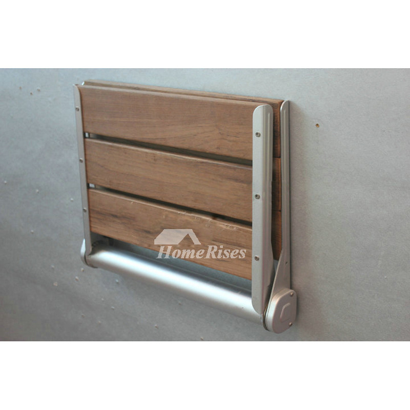Solid Teak Shower Seat Wall Mount Wood