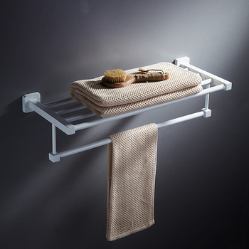 Modern Wall Mount White Towel Rack Bathroom