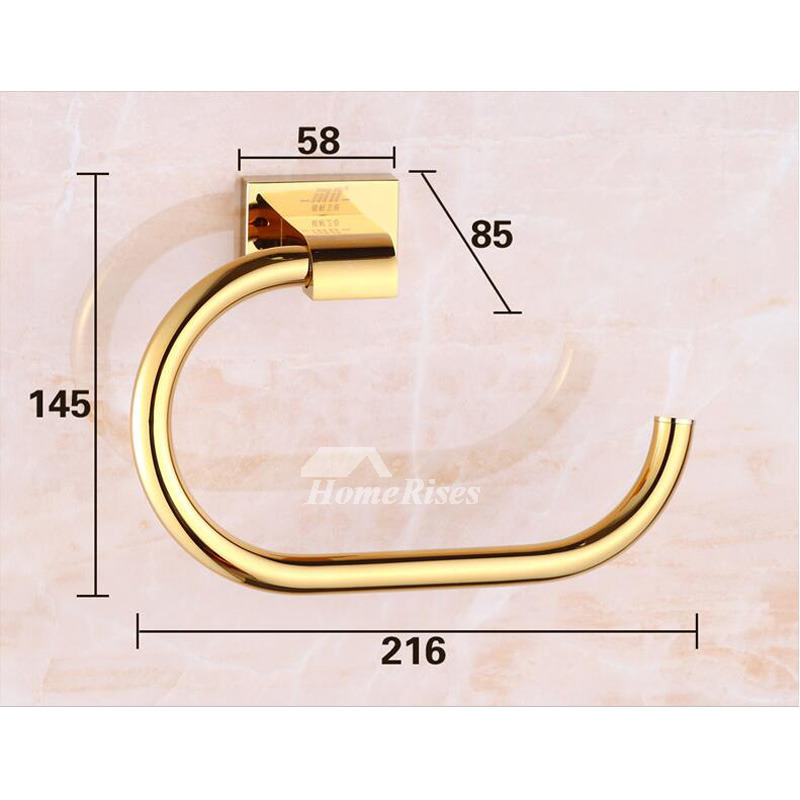 Gold Towel Ring Wall Mount Polished Brass