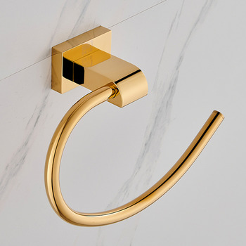 Gold Towel Ring Wall Mount Polished Brass Towel Rack