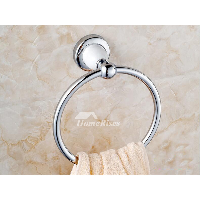 White Towel Ring Wall Mount Round Shaped Bathroom