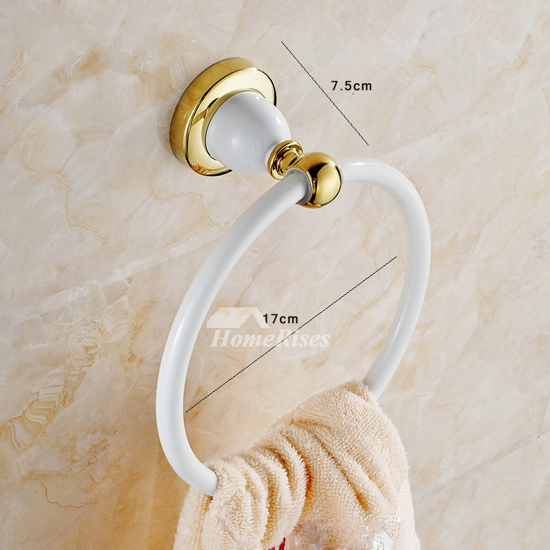White Towel Ring Wall Mount Round Shaped Bathroom