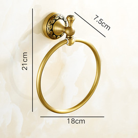 Vintage Carved Round Shaped Polished Brass/ORB Towel Ring
