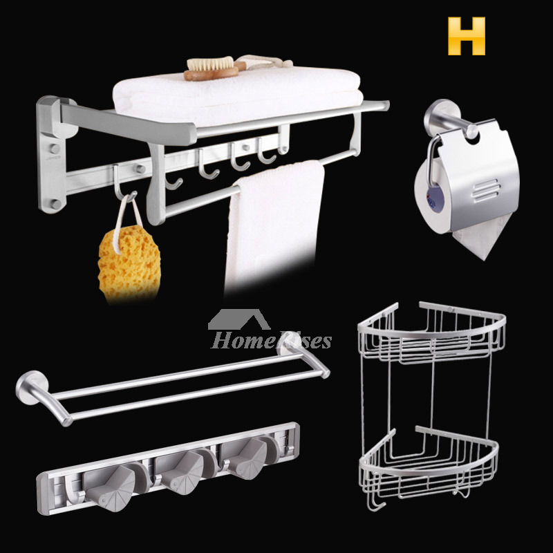 Solid 5Piece Aluminum Wall Mount Bathroom Accessory Set