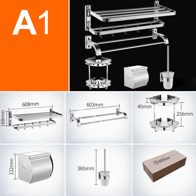 Modern 5Piece Stainless Steel Silver Bathroom Accessories Set