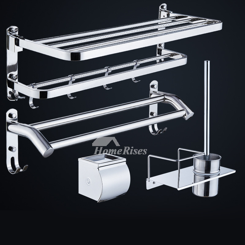 Dual Stainless Steel Shower Accessories Set Silver No Drill/Wall Mount