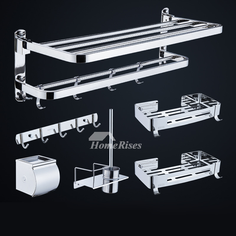 Bathroom Hardware Sets Chrome Stainless Steel No Drill/Wall Mount