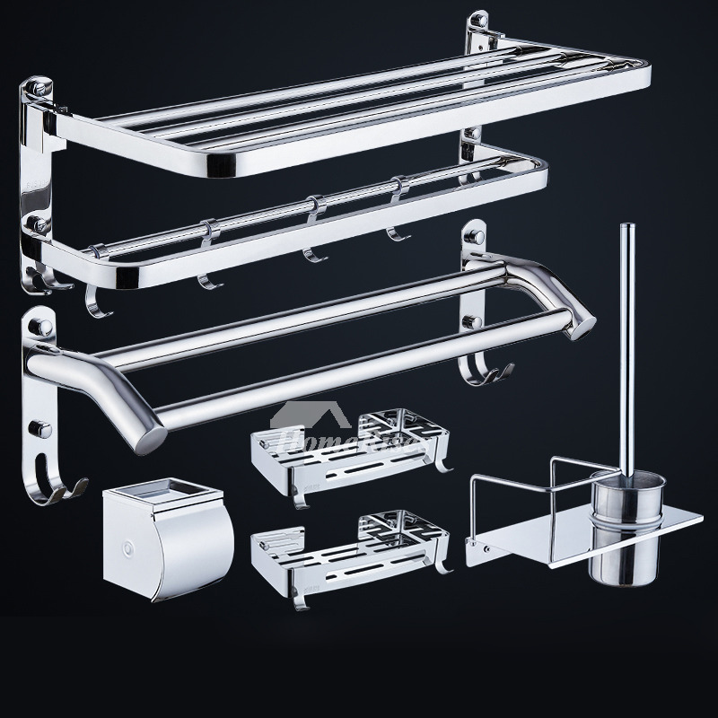 Bathroom Hardware Sets Chrome Stainless Steel No Drill/Wall Mount
