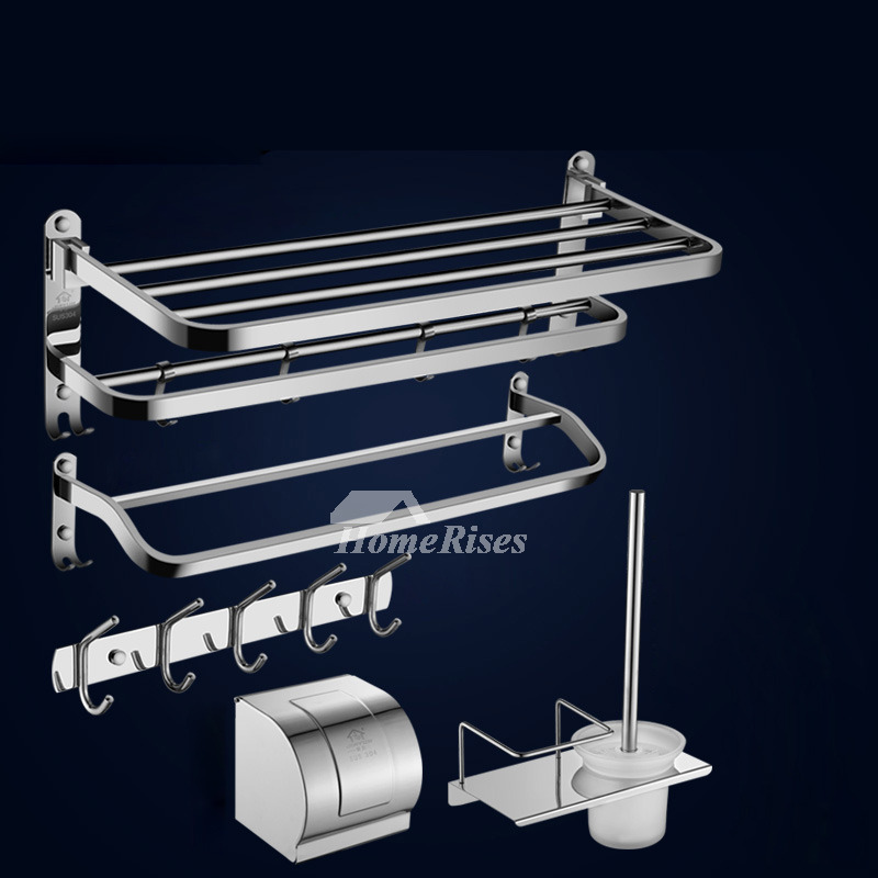 Dual No Drill/Wall Mount Polished Chrome Bathroom Accessories