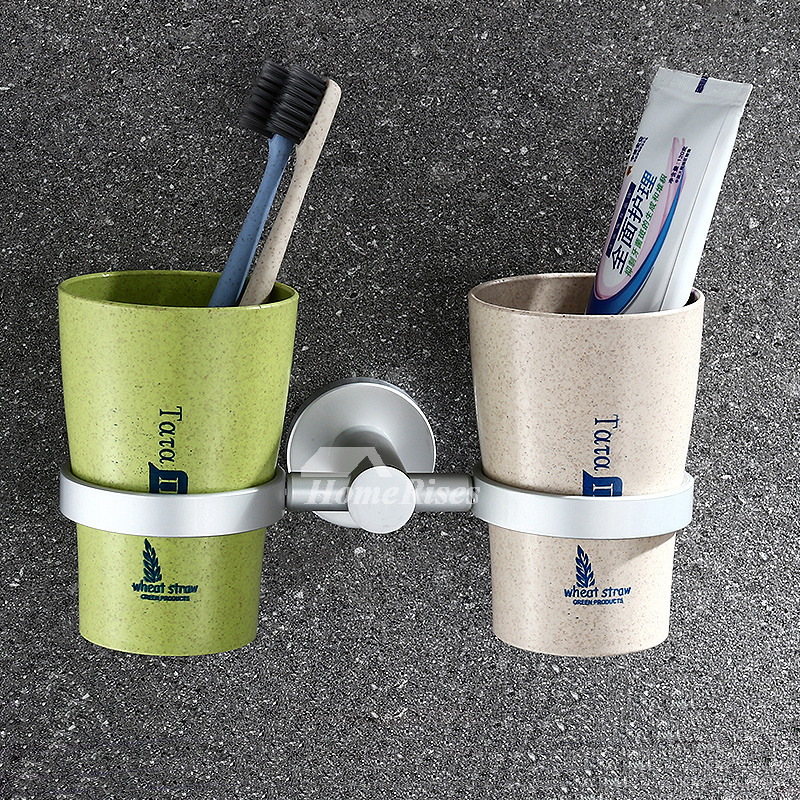 Designer 2 Cups No Drill/Wall Mount Bathroom Toothbrush Holder