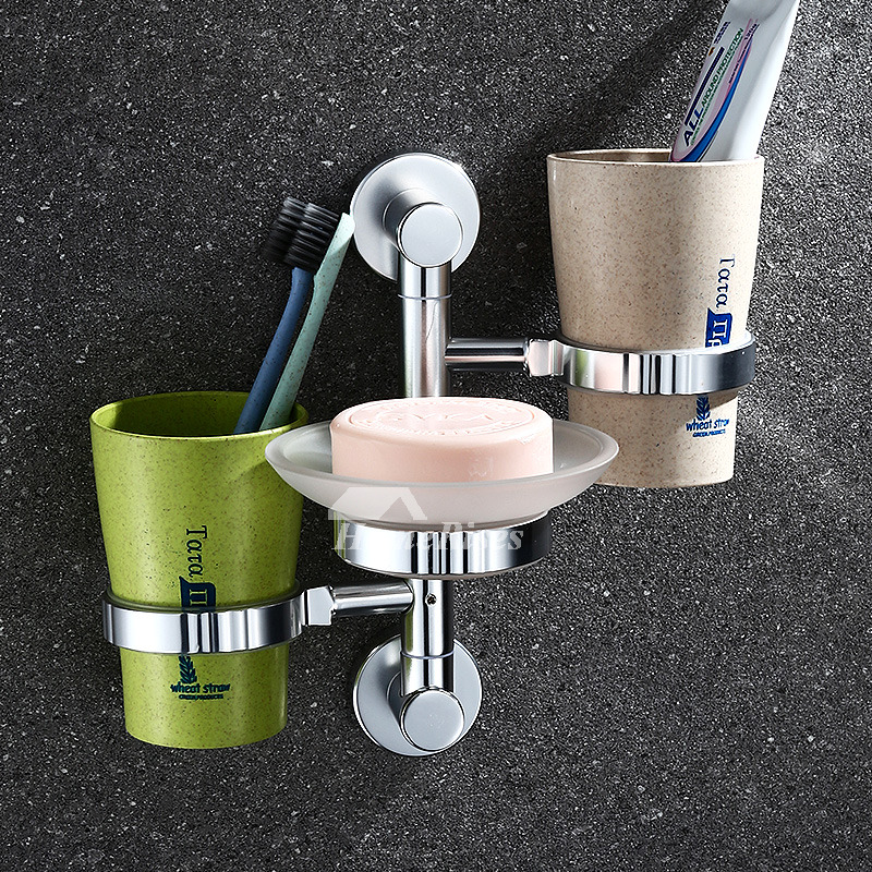 Designer 2 Cups No Drill/Wall Mount Bathroom Toothbrush Holder