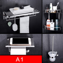 6-Piece Black Stainless Steel Wall Mounted Bathroom Accessories Sets