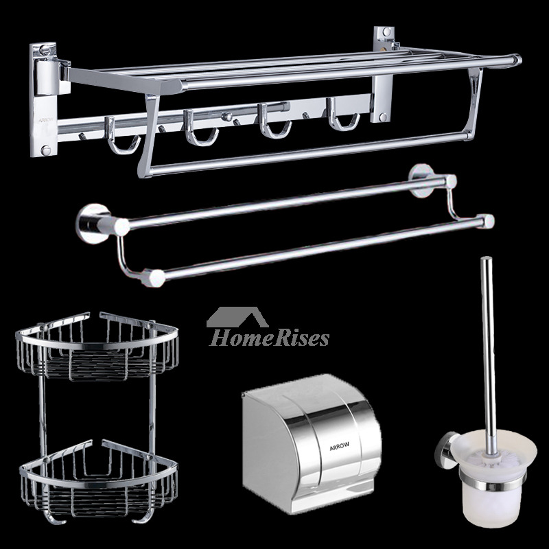 Silver Bathroom Accessories Set Stainless Steel