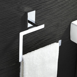 Unique Chrome Wall Mount Brass Square Towel Ring 