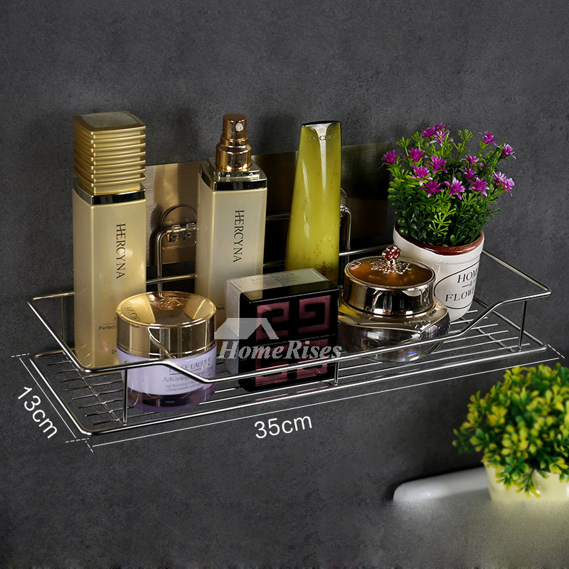 Designer Small Bathroom Shelf Suction Cup Metal ABS