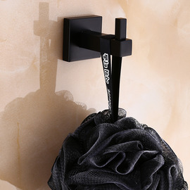 Black Robe Hook Stainless Steel Bathroom No Drill