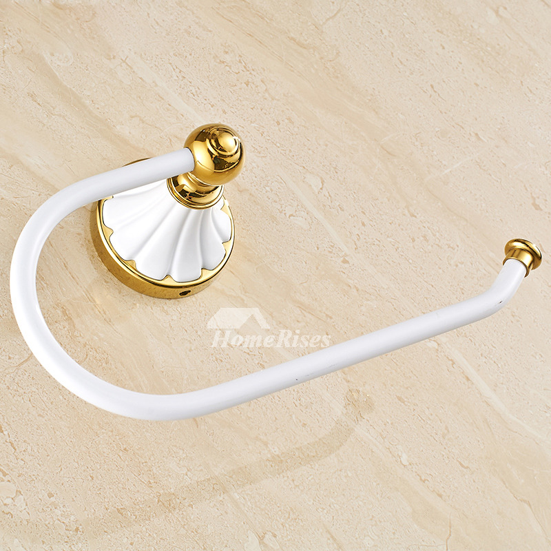 Modern Wall Mount White Towel Ring Alloy Bathroom