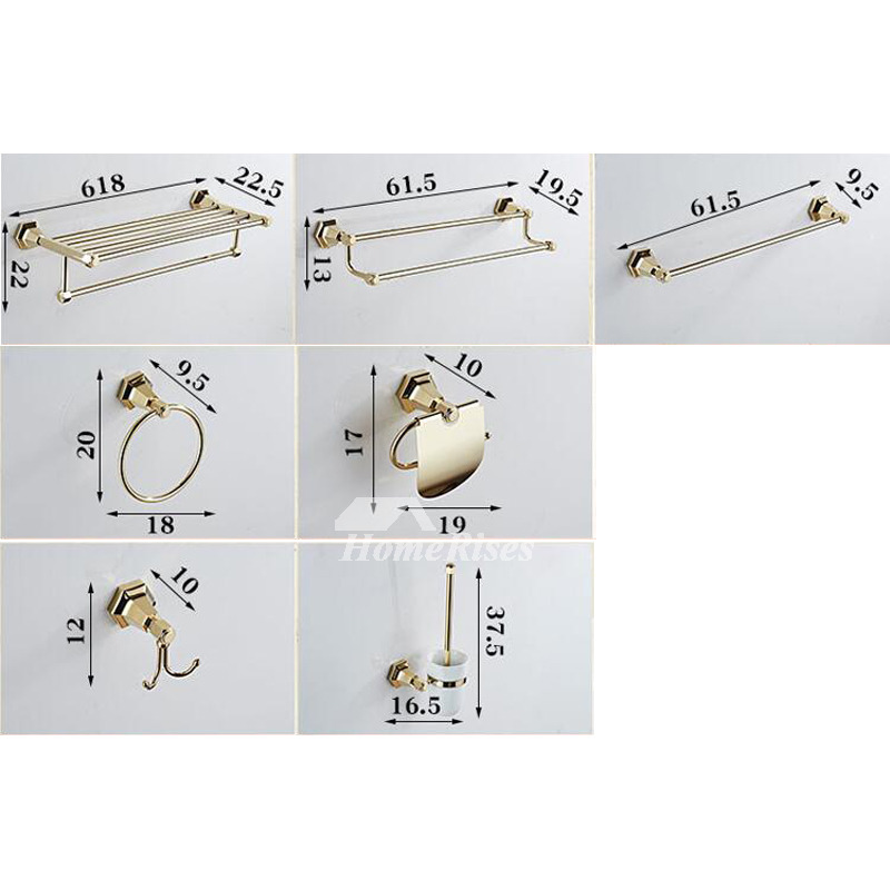 Solid Polished Brass Bathroom Accessories Set Gold Solid Polished Brass Bathroom Accessories Set Gold