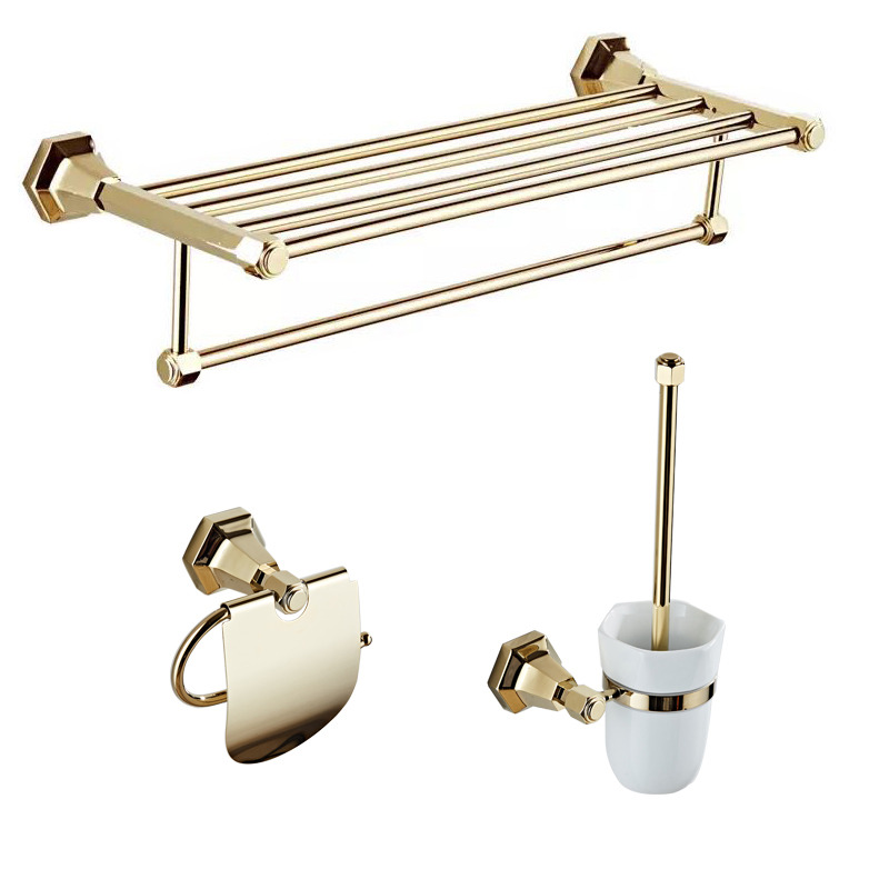 thumbnail image 2 of Modern Bathroom Accessories Set - Polished Chrome Solid Brass Hardware With Squared Design 2 of 10