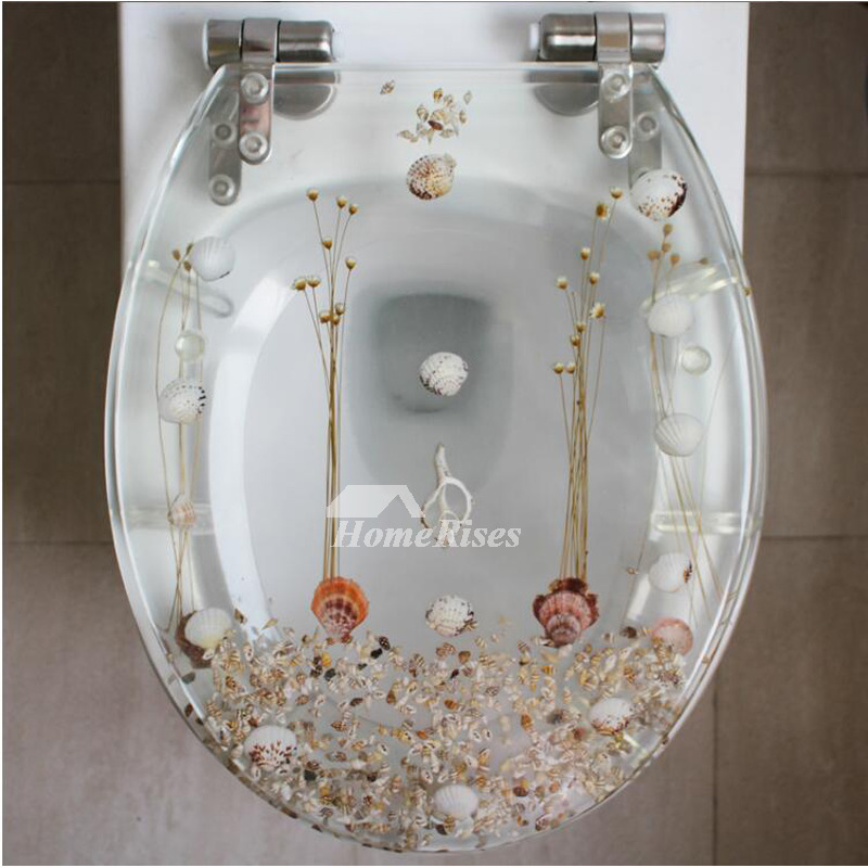 Decorative Blue Toilet Seat Resin Upmount Oval Shaped Cushion